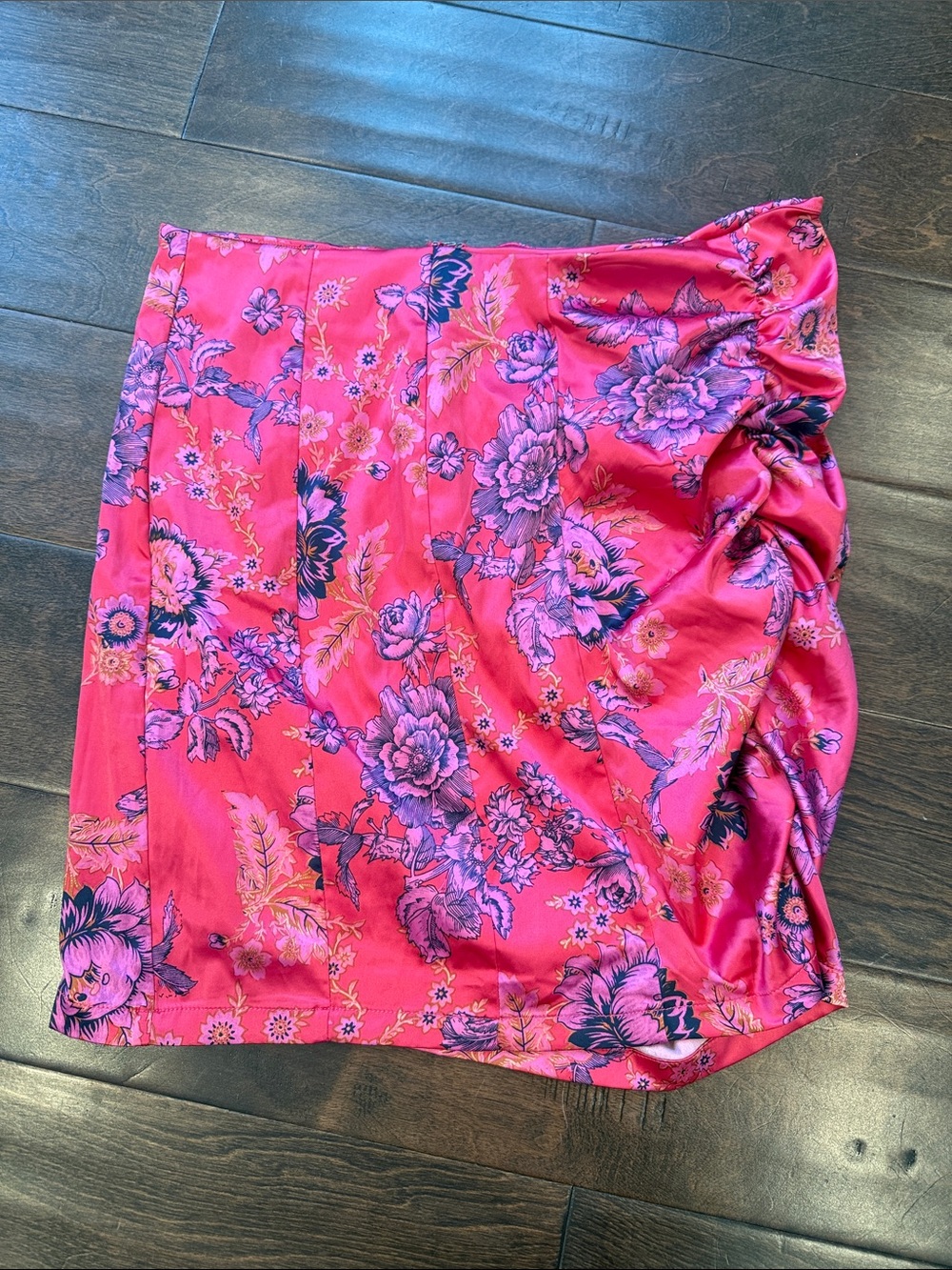 Free People Fuchsia Floral Satin Mini Skirt